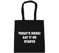 Hippowarehouse Today's menu : Eat it or starve Tote Shopping Gym Beach Bag 42cm x38cm, 10 litres
