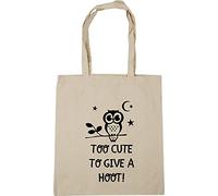 Hippowarehouse Too Cute To Give A Hoot Perching Owl Tote Shopping Gym Beach Bag 42cm x38cm, 10 litres