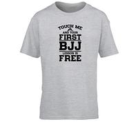 Hippowarehouse Touch me and Your First BJJ Lesson is Free Kids Children's Short Sleeve t-Shirt Grey