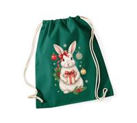 Hippowarehouse Traditional Festive Christmas Rabbit for Mum Nan Sister Daughter Drawstring Cotton School Gym Bag 37cm x 46cm, 12 litres