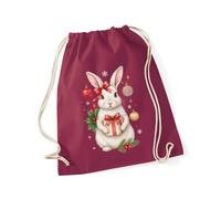 Hippowarehouse Traditional Festive Christmas Rabbit for Mum Nan Sister Daughter Drawstring Cotton School Gym Bag 37cm x 46cm, 12 litres
