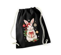 Hippowarehouse Traditional Festive Christmas Rabbit for Mum Nan Sister Daughter Drawstring Cotton School Gym Bag 37cm x 46cm, 12 litres