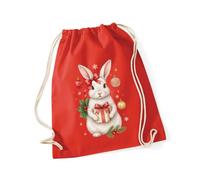 Hippowarehouse Traditional Festive Christmas Rabbit for Mum Nan Sister Daughter Drawstring Cotton School Gym Bag 37cm x 46cm, 12 litres