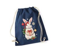 Hippowarehouse Traditional Festive Christmas Rabbit for Mum Nan Sister Daughter Drawstring Cotton School Gym Bag 37cm x 46cm, 12 litres
