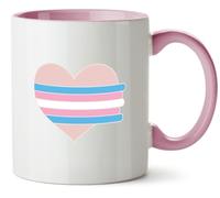 Hippowarehouse Trans Colours Heart Printed Mug Various Colour Options Ceramic Cup Kitchenware 11oz