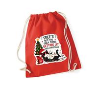 Hippowarehouse Trees not the only thing getting lit this christmas cat Drawstring Cotton School Gym Bag 37cm x 46cm, 12 litres