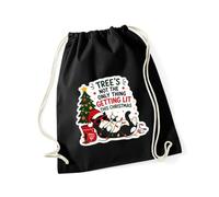 Hippowarehouse Trees not the only thing getting lit this christmas cat Drawstring Cotton School Gym Bag 37cm x 46cm, 12 litres