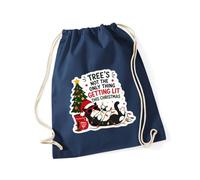Hippowarehouse Trees not the only thing getting lit this christmas cat Drawstring Cotton School Gym Bag 37cm x 46cm, 12 litres
