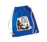 Hippowarehouse Trees not the only thing getting lit this christmas cat Drawstring Cotton School Gym Bag 37cm x 46cm, 12 litres