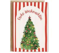 Hippowarehouse trendy Merry Christmas Frohe Weihnachten German Personalised Card A6 with envelope for him for her Funny Cards for Men and Women Blank inside option