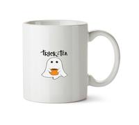 Hippowarehouse Trick or Tea Cute Halloween Ghost for Tea Lovers Printed Mug Various Colour Options Ceramic Cup Kitchenware 11oz