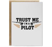 Hippowarehouse Trust me I'm a pilot Birthday Card A5 Personalised with envelope for him for her Funny Cards for Men and Women Blank inside option
