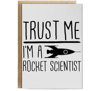 Hippowarehouse Trust me I'm a rocket scientist Personalised Card A6 with envelope for him for her Funny Cards for Men and Women Blank inside option