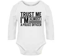Hippowarehouse Trust me I'm Almost a Police Officer Baby Vest Bodysuit (Long Sleeve) Boys Girls White