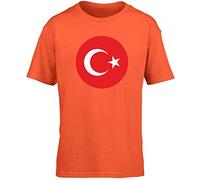 Hippowarehouse Turkey Flag Kids Children's Short Sleeve t-Shirt Orange