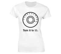 Hippowarehouse Turn it up to 11 Womens Fitted Short Sleeve t-Shirt (Specific Size Guide in Description) White