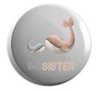 Hippowarehouse Two Whales Siblings I'm going to be a big sister Badge