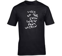 Hippowarehouse Ugly on The Skin Lovely from Within Unisex Short Sleeve t-Shirt (Specific Size Guide in Description) Black