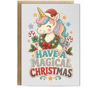 Hippowarehouse Unicorn have a magical christmas Personalised Card A5 with envelope for him for her Funny Cards for Men and Women Blank inside option