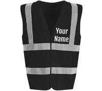Hippowarehouse Unisex Adult Personalised Hi Vis Vest Safety Vest Custom Security Reflective High Visibility Luminous Vests Hi Vis Workwear Black Orange Yellow