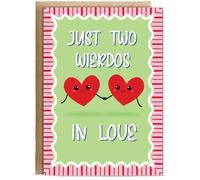 Hippowarehouse Valentines Just two weirdos in love Personalised Card A6 with envelope for him for her Funny Cards for Men and Women Blank inside option
