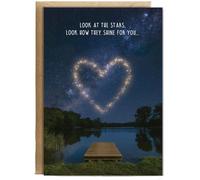 Hippowarehouse Valentines Look at the stars Personalised Card A5 with envelope for him for her Funny Cards for Men and Women Blank inside option