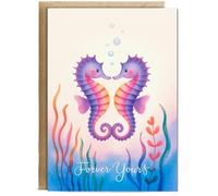Hippowarehouse Valentines Seahorses Forever yours Personalised Card A6 with envelope for him for her Funny Cards for Men and Women Blank inside option