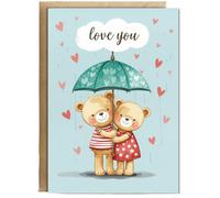 Hippowarehouse Valentines teddy bears love you Personalised Card A5 with envelope for him for her Funny Cards for Men and Women Blank inside option