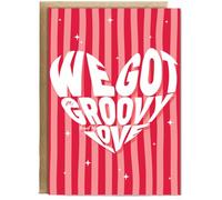 Hippowarehouse Valentines We Got a Groovy Kind Of Love Personalised Card A5 with envelope for him for her Funny Cards for Men and Women Blank inside option