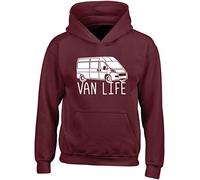 Hippowarehouse Van Life Kids Children's Unisex Hoodie Hooded top Maroon