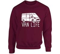 Hippowarehouse Van Life Unisex Jumper Sweatshirt Pullover (Specific Size Guide in Description) Maroon