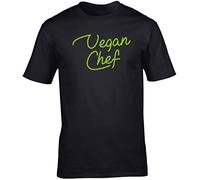 Hippowarehouse Vegan Chef (Printed on an Angle) Unisex Short Sleeve t-Shirt (Specific Size Guide in Description) Black