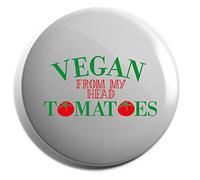 Hippowarehouse Vegan From My Head Tomatoes Badge Pin 25mm