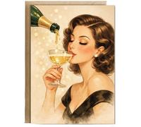 Hippowarehouse vintage Champaign showers, happy birthday celebration funny art deco Personalised Card A6 with envelope for him for her Funny Cards for Men and Women Blank inside option
