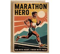Hippowarehouse vintage Marathon hero Personalised Card A6 with envelope for him for her Funny Cards for Men and Women Blank inside option
