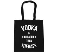 Hippowarehouse Vodka Is Cheaper Than Therapy Tote Shopping Gym Beach Bag 42cm x38cm, 10 litres