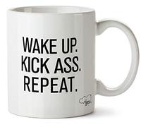 Hippowarehouse Wake up Kick Ass Repeat Printed Mug Cup Ceramic 10oz