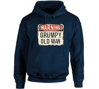 Hippowarehouse Warning Grumpy Old Man Funny unisex Hoodie hooded top (Specific size guide in description) Navy Blue