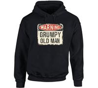 Hippowarehouse Warning Grumpy Old Man Funny unisex Hoodie hooded top (Specific size guide in description) Black
