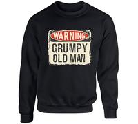 Hippowarehouse Warning Grumpy Old Man Funny Unisex Jumper Sweatshirt Pullover (Specific Size Guide in Description) Black