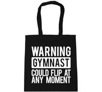 Hippowarehouse Warning Gymnast Could Flip At Any Moment Tote Shopping Gym Beach Bag 42cm x38cm, 10 litres