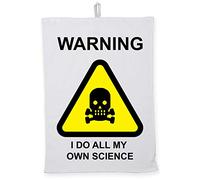 Hippowarehouse warning i do all my own science Tea Towel Eco Printed Dish Cloth Kitchen accessory 50cmx70cm 100% Cotton
