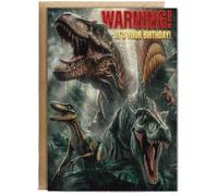 Hippowarehouse Warning it's your birthday dinosaur Personalised Card A5 with envelope for him for her Funny Cards for Men and Women Blank inside option