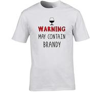 Hippowarehouse Warning May Contain Brandy Unisex Short Sleeve t-Shirt (Specific Size Guide in Description) White