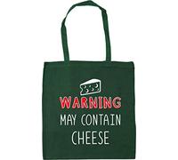 Hippowarehouse Warning May Contain Cheese Tote Shopping Gym Beach Bag 42cm x38cm, 10 litres