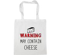 Hippowarehouse Warning May Contain Cheese Tote Shopping Gym Beach Bag 42cm x38cm, 10 litres