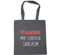 Hippowarehouse Warning May Contain Sarcasm Tote Shopping Gym Beach Bag 42cm x38cm, 10 litres