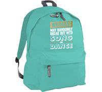 HippoWarehouse Warning May Randomly Break Out Into Song and Dance Backpack ruck Sack Dimensions: 31 x 42 x 21 cm Capacity: 18 litres