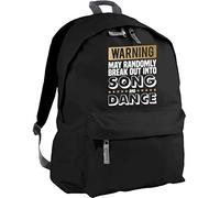 HippoWarehouse Warning May Randomly Break Out Into Song and Dance Backpack ruck Sack Dimensions: 31 x 42 x 21 cm Capacity: 18 litres
