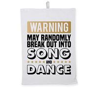 Hippowarehouse Warning May Randomly Break Out Into Song and Dance Tea Towel Eco Printed Dish Cloth Kitchen accessory 50cmx70cm 100% Cotton